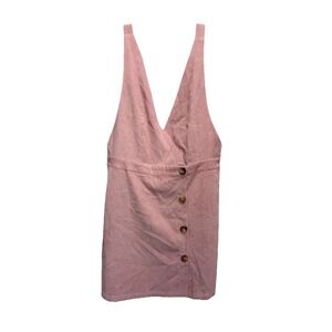 Allegra Pink Corduroy Jumper/Skirt Adj Straps Buttons‎ Size Large NWT Elastic